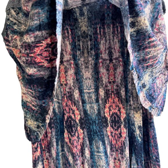 Ecote Tiered Tank Top Womens XS Tunic Boho Watercolor Layered Crochet - Picture 8 of 13